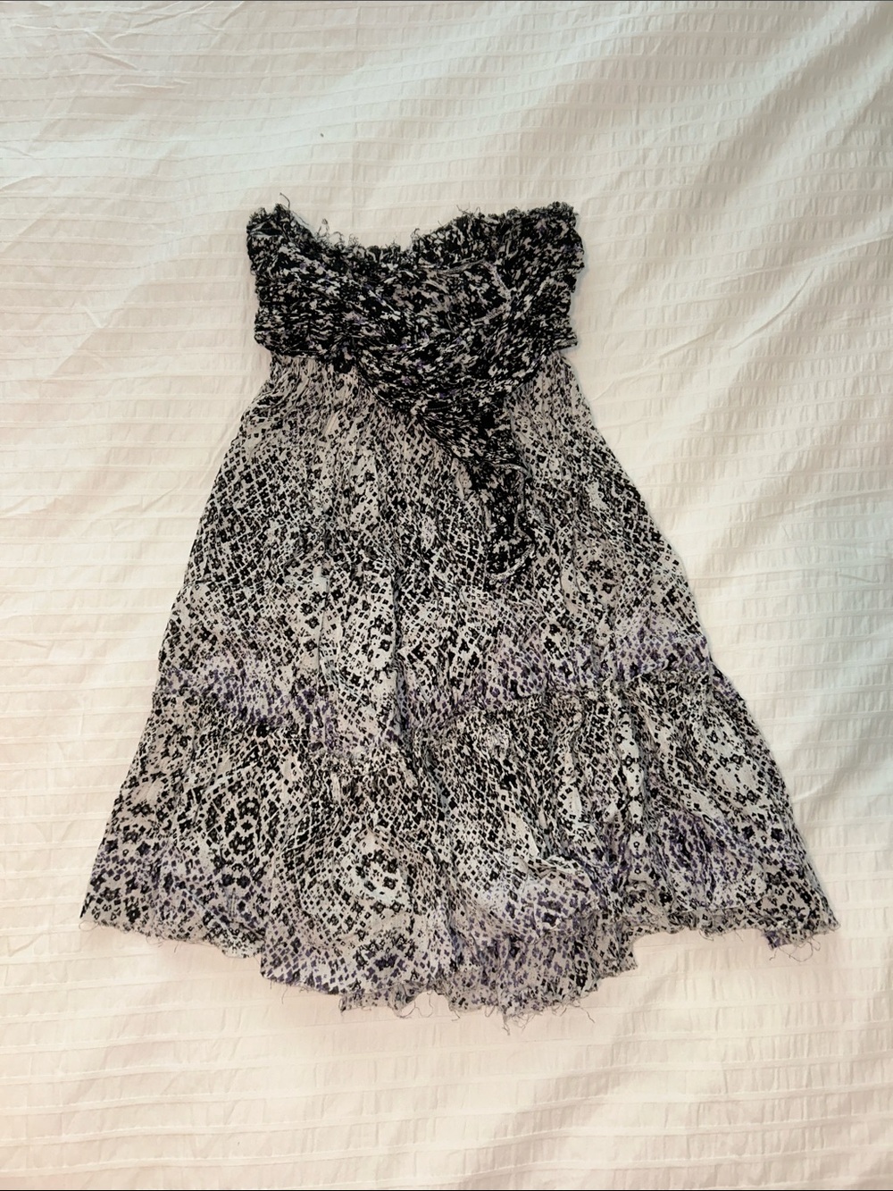 Black & White Patterned Strapless Mini Skirt